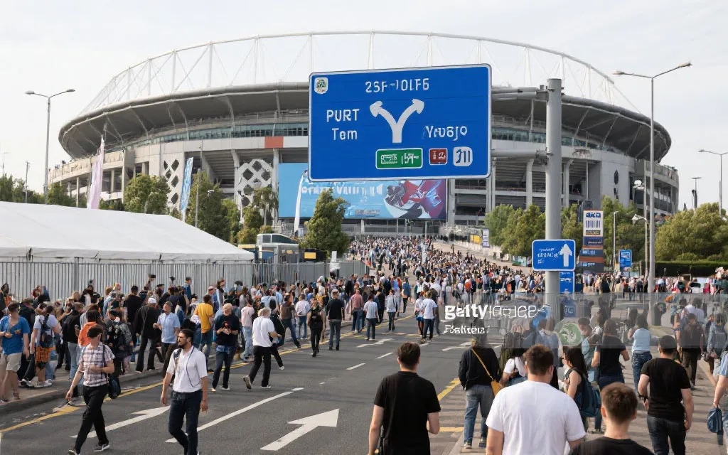 比赛日球场外人流与交通引导示意图